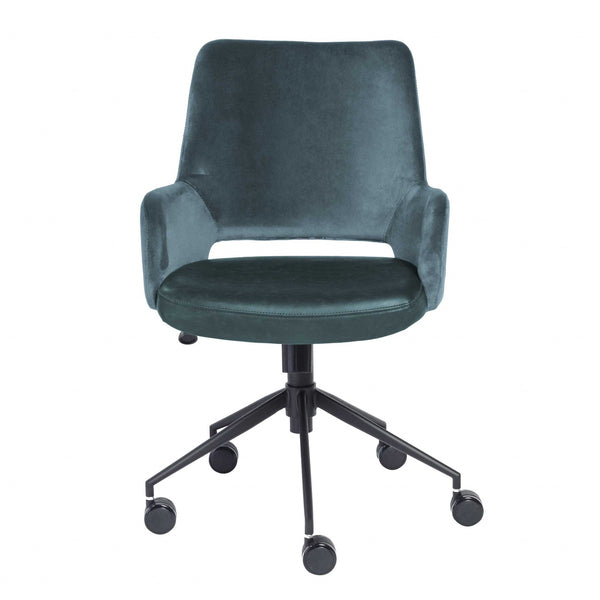 21.26" X 25.60" X 37.21" Tilt Office Chair in Blue Fabric and Leatherette with Black Base