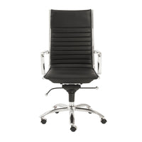 26.38" X 25.60" X 45.08" High Back Office Chair in Black with Chromed Steel Base