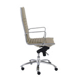 26.38" X 25.60" X 45.08" High Back Office Chair in Taupe with Chromed Steel Base