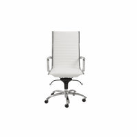 26.38" X 25.60" X 45.08" High Back Office Chair in White with Chromed Steel Base