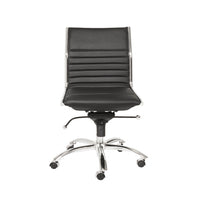26.38" X 25.99" X 38.19" Low Back Office Chair without Armrests in Black with Chromed Steel Base