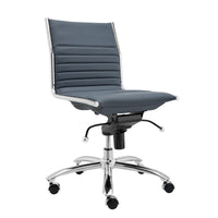 26.38" X 25.99" X 38.19" Low Back Office Chair without Armrests in Blue with Chromed Steel Base