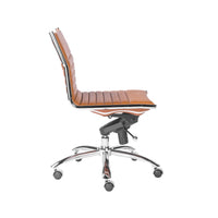 26.38" X 25.99" X 38.19" Armless Low Back Office Chair in Cognac with Chrome Base
