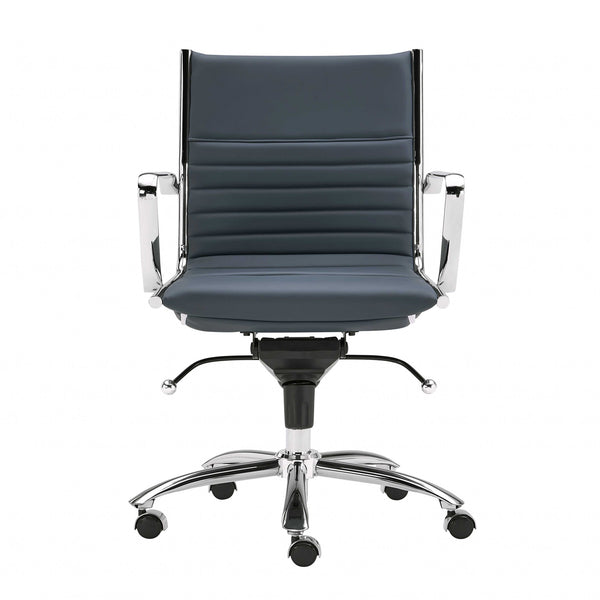 27.01" X 25.04" X 38" Low Back Office Chair in Blue with Chromed Steel Base
