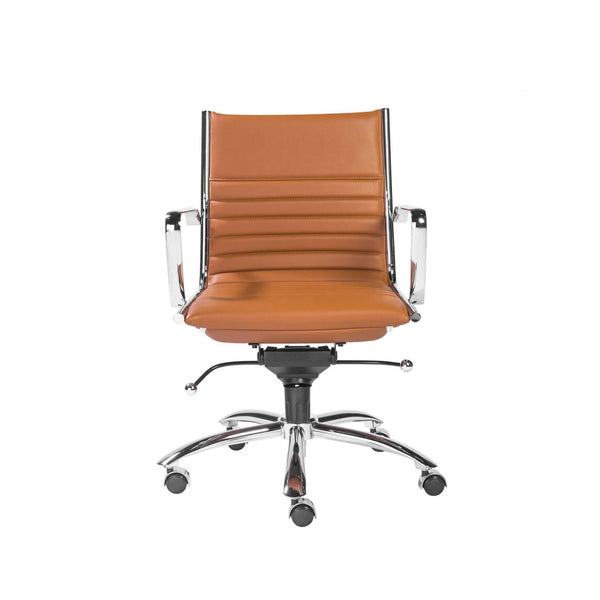 27.01" X 25.04" X 38" Low Back Office Chair in Cognac with Chrome Base