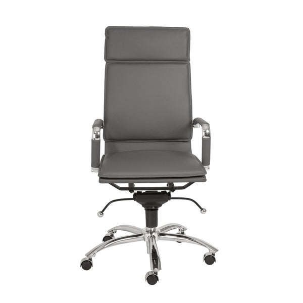 26.38" X 27.56" X 45.87" High Back Office Chair in Gray with Chromed Steel Base