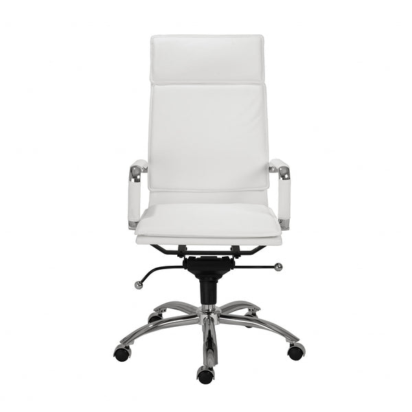 26.38" X 27.56" X 45.87" High Back Office Chair in White with Chromed Steel Base