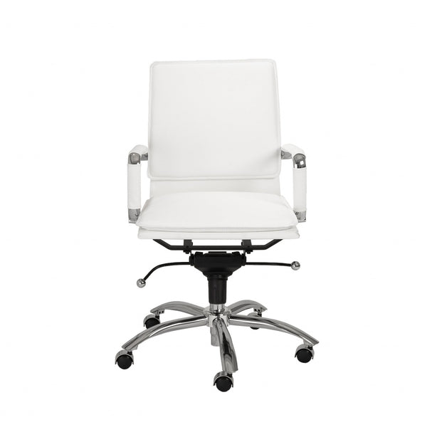 25.99" X 26.78" X 38.39" Low Back Office Chair in White with Chromed Steel Base