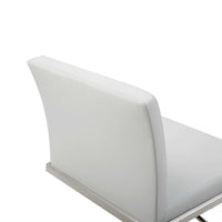 Sleek White Faux Leather Adjustable Bar Stool
