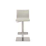 Sleek Light Gray Faux Leather Adjustable Bar Stool