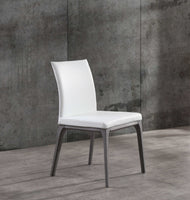 Set of 2 White Faux Leather Dining Chairs