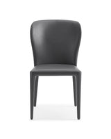 Set of 2 Gray Faux Leather Dining Chairs