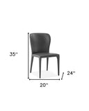 Set of 2 Gray Faux Leather Dining Chairs