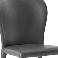 Set of 2 Gray Faux Leather Dining Chairs