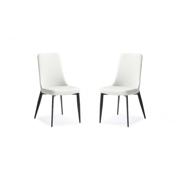 Set of 2 White Faux Leather Metal Dining Chairs