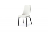 Set of 2 White Faux Leather Metal Dining Chairs