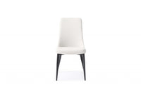 Set of 2 White Faux Leather Metal Dining Chairs