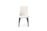 Set of 2 White Faux Leather Metal Dining Chairs