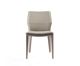 Set of 2 Gray Faux Leather Metal Dining Chairs