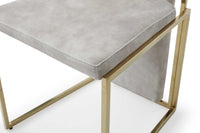 Set of 2 Ultra Modern Beige Suede and Gold Dining Chairs