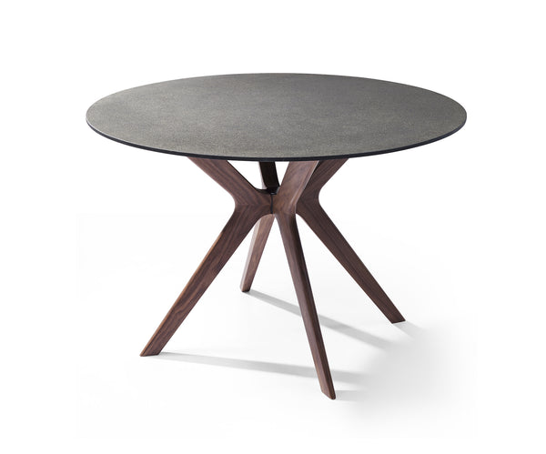47 X 47 X 30 Walnut Veneer Solid Wood Extendable Dining Table