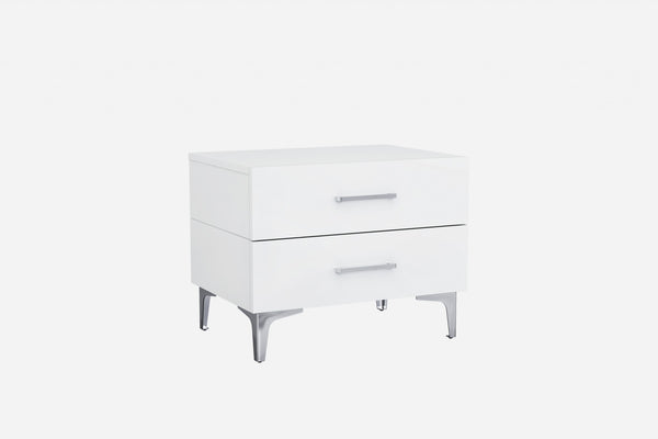 25 X 18 X 21 Gloss White Stainless Steel Nightstand