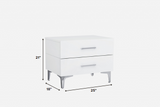 25 X 18 X 21 Gloss White Stainless Steel Nightstand