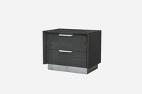 Gray and Stainless Steel Two Drawer Nightstand