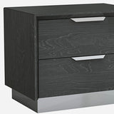 Gray and Stainless Steel Two Drawer Nightstand