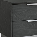 Gray and Stainless Steel Two Drawer Nightstand