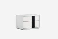 Contemporary White and Black 2 Drawer  Nightstand