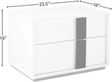 Contemporary White and Black 2 Drawer  Nightstand