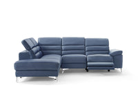 109 X 88 X 31 X 40 Navy Blue Leather Sectional