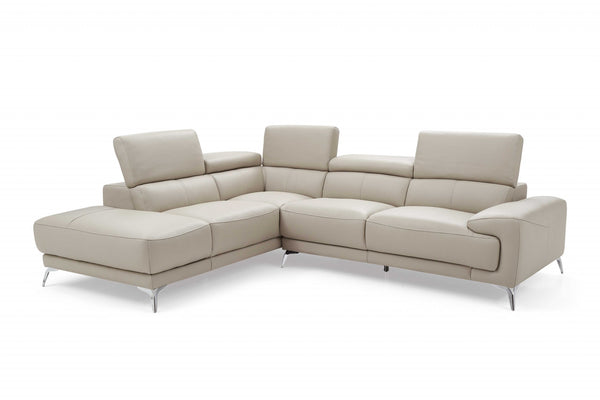 107" X 88" X 30"/38" Light Gray Leather Sectional