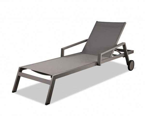 Set of 2 Taupe Modern Aluminum Chaise Lounges