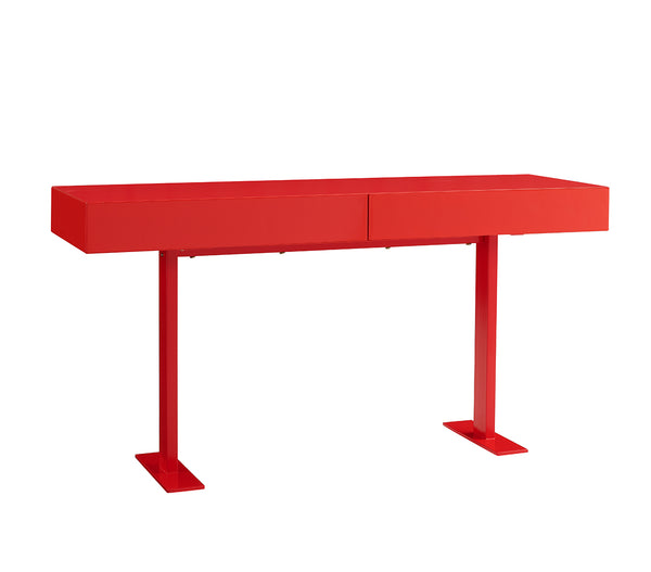 59 X 18 X 30 Red Lacquer Console