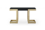 52 X 18 X 43 Black Polished Gold Stainless Console