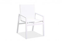 Set of 2 White Aluminum Dining Armed Chairs