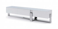 91 X 18 X 19 White Stainless Steel TV Unit