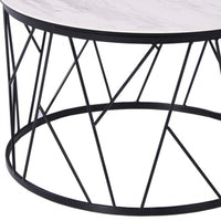 23 X 23 X 16 White   Black Ceramic Iron Side Table