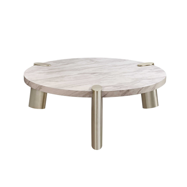 48 X 48 X 17 White Marble Coffee Table