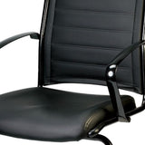 22" x 25.5" x 35.4" Black Leather Guest Chair