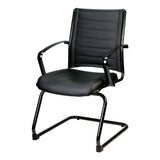 22" x 25.5" x 35.4" Black Leather Guest Chair