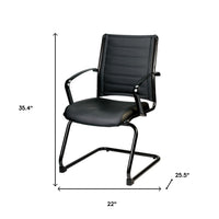 22" x 25.5" x 35.4" Black Leather Guest Chair