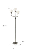 Floor Lamp Brushed Steel Metal Three Arm Adjustable Globes