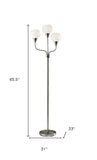 Floor Lamp Brushed Steel Metal Three Arm Adjustable Globes