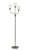 Floor Lamp Brushed Steel Metal Three Arm Adjustable Globes