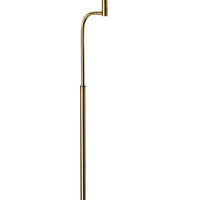 Thin Silhouette Adjustable LED Floor Lamp with Walnut Wood Finish and Antique Brass Accents