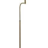 Thin Silhouette Adjustable LED Floor Lamp with Walnut Wood Finish and Antique Brass Accents