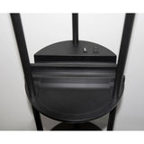 Black Wood Floor Lamp with Circular USB Charging Station Shelf